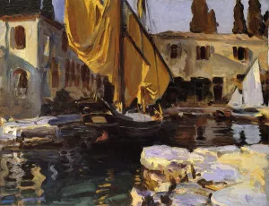 Boat with The Golden Sail, San Vigilio by John Singer Sargent - Hand-Painted Oil Painting Reproduction