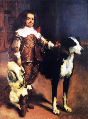 Dwarf with a Dog after Velazquez by John Singer Sargent - Hand-Painted Oil Painting Reproduction
