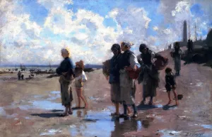 Fishing for Oysters at Cancale by John Singer Sargent - Hand-Painted Oil Painting Reproduction