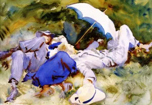 Group also known as Siesta in a Swiss Wood or The Sleepers by John Singer Sargent - Hand-Painted Oil Painting Reproduction