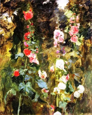Hollyhocks, Isle of Shoals by John Singer Sargent - Hand-Painted Oil Painting Reproduction