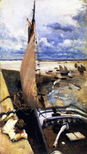 Low Tide at Cancale Harbor by John Singer Sargent Oil Painting Reproduction