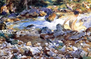 Mountain Stream by John Singer Sargent - Hand-Painted Oil Painting Reproduction
