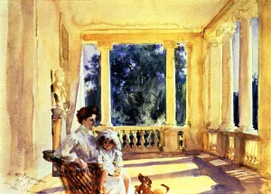 Mrs. Ralph Curtis with Her Daughter, Sylvia by John Singer Sargent - Hand-Painted Oil Painting Reproduction