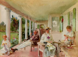 On the Verandah also known as Ironbound Island, Maine by John Singer Sargent Oil Painting Reproduction