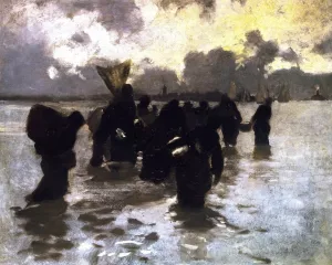 Oyster Gatherers Returning also known as Mussel Gatherers by John Singer Sargent - Hand-Painted Oil Painting Reproduction