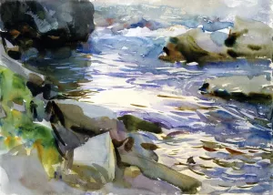 Stream over Rocks by John Singer Sargent - Hand-Painted Oil Painting Reproduction