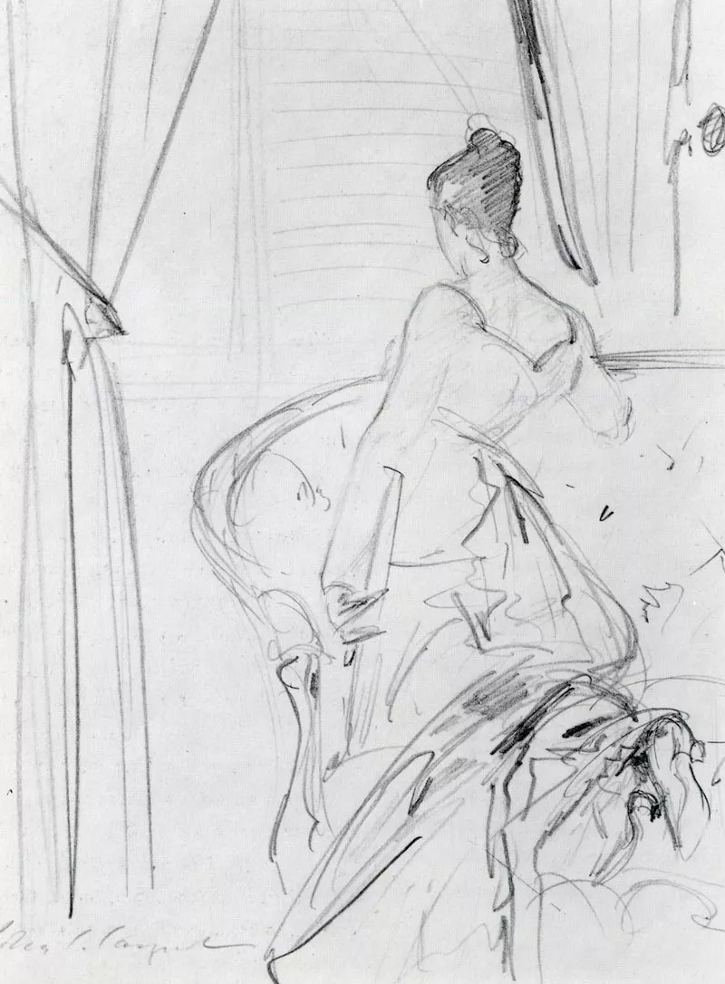 Study for Madame X by John Singer Sargent, a sketch of a woman in profile