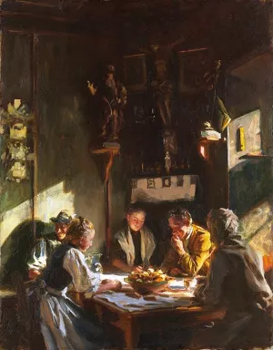 Tyrolese Interior by Oil Painting Reproduction