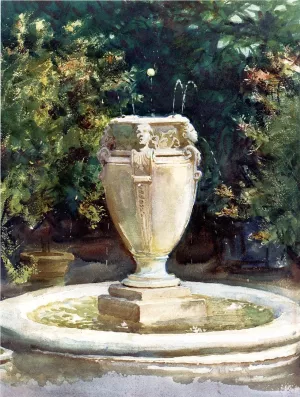 Vase Fountain, Pocantico by John Singer Sargent - Hand-Painted Oil Painting Reproduction