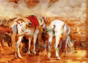White Mules by John Singer Sargent - Hand-Painted Oil Painting Reproduction